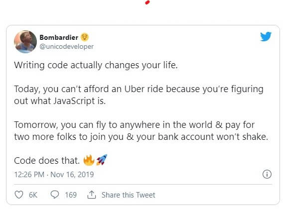 Tweet about coding